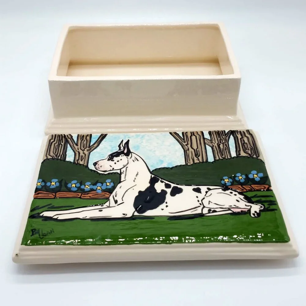 Great Dane Dog Handmade Ceramic Keepsake Trinket Jewelry Box